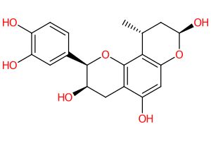 Chemical structure of 9,10-Dihydro-8-hydroxy-10-methyl-8H-pyrano[2,3-h]epicatechin displaying atoms and bonds.