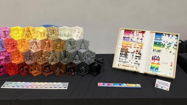 the right side of my colourful stack of 50 Monochrome Minifigure Habitats and my Big Book of Rainbow Elements 