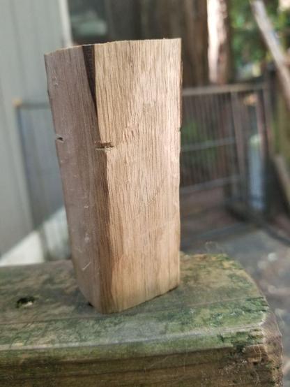ever and always, Step One is the block. this is California myrtlewood, which is the fancy lumber trade name for bay laurel, the same trees whose dried leaves go in the soup