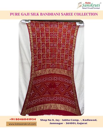 👑 MAROON Gharchola Saree: Exquisite Traditional Design in Pure Gaji Silk & Bandhani