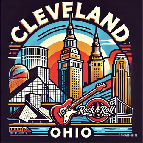 Cleveland Ohio Skyline Rock & Roll Hall of Fame 