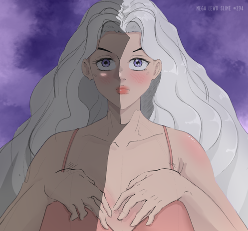 A fully colored portrait of a mature woman with long hair in a JoJo's Bizarre Adventure-inspired art style. She looks slightly upward with a shy expression. Her hands rest on her large chest. The left side of her body is in shadow, while the background is a simple dark blue sky.

ジョジョの奇妙な冒険』風のアートスタイルで描かれた、長髪の成熟した女性の彩色済みポートレート。少し上を見つめ、恥じらった表情。両手は大きな胸の上に置かれ、体の左側は影になっている。背景はシンプルな暗い青空。