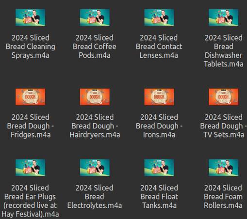 "Sliced Bread" saved programmes listing.