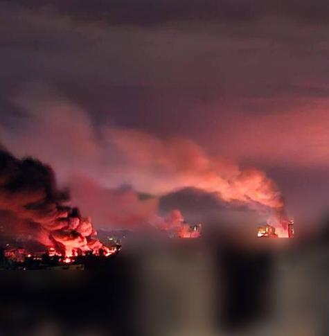 Burning infrastructure in Kyyiv after ruZZian missile attacks
