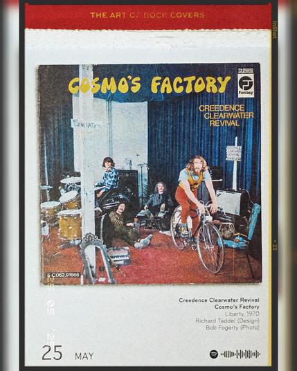 Abreißtageskalender von seltmann mit dem Kalenderblatt des Vinyl-Covers der LP "Cosmo's Factory" (1970) von Creedence Clearwater Revival