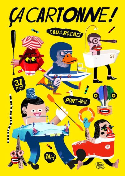 Affiche de la 10ème édition de la régate de bateaux en carton 'Ça cartonne'