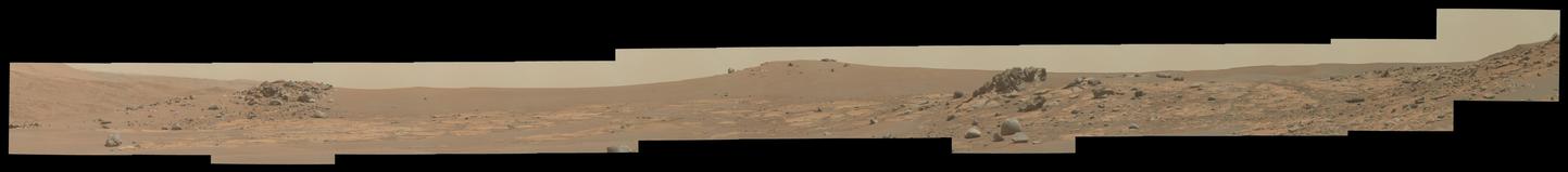 An ochre toned mosaic capturing a Martian landscape