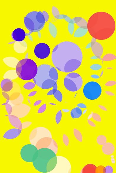 Colourful bubbles on a yellow background