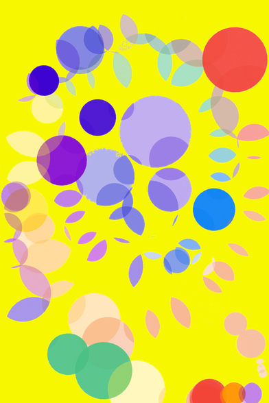 Dark colourful bubbles on a yellow background