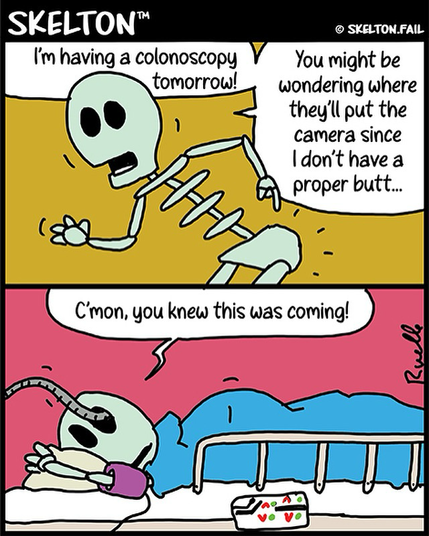 Skelton visits his doctor for a colonoscopy… the camera gets inserted into his eye because he doesn't have a butt.