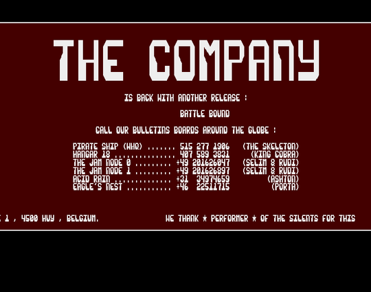 Screenshot of "Battle Bound" - Crack: The Band (Band) - Published by On-line on Commodore Amiga (1991)