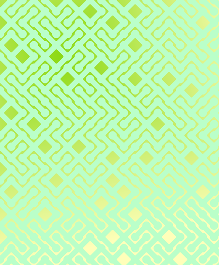 A colorful maze, generated using the 10print method. Picture generation details: screen height: 1175, screen width: 973, primary background color #FFFFBA, primary line color: #BAFFC9, using gradient mask mask2.png, gradient background color #8CD914, square: 50, width: 24, radiusB: 18, radiusW: 24, effect: 13