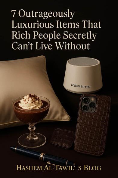 A digital luxury collage of seven ultra-premium products secretly loved by the world’s rich.

