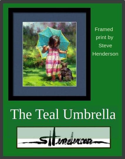 Framed print of an original oil painting depicting a little girl and her cat out on the lawn on a summer day.