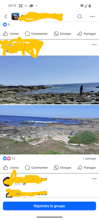 Venant d'un artiste facebook, 2 photos de la mer, la première avec l'horizon plus haut à droite qu'à gauche, l'autre c'est l'inverse.