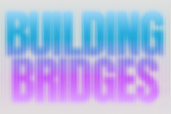 A stylized graphic with the words "BUILDING BRIDGES" in large, bold, uppercase letters. The top half of the text is in a gradient of cyan blue, while the bottom half transitions into a magenta purple. The text is overlaid with vertical white lines that create a visual distortion effect, giving it a dynamic, glitch-like appearance.