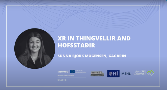 Thumbnail for video.  Text reads "XR in Thingvellir and Hofsstaðir, Sunnar Björk Mogensen, Gagarin".