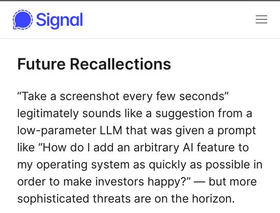 “Take a screenshot every few seconds” legitimately sounds like a suggestion from a low-parameter LLM that was given a prompt like “How do I add an arbitrary AI feature to my operating system as quickly as possible in order to make investors happy?” — but more sophisticated threats are on the horizon.