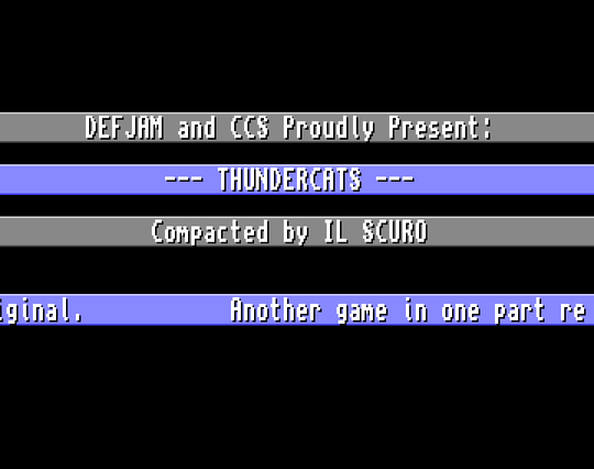 Screenshot of "ThunderCats" - Crack: Defjam & Computerbrains Cracking Service (CCS) - Published by Elite on Commodore Amiga (1988)