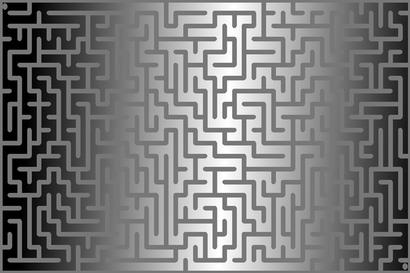 A colorful autogenerated maze. Picture generation details: screen height: 944, screen width: 1416, primary background color #000000, primary line color: #777777, using gradient mask mask4.png, gradient background color #FFFFFF, square: 34, width: 21, radiusB: 14, radiusW: 10, effect: 11