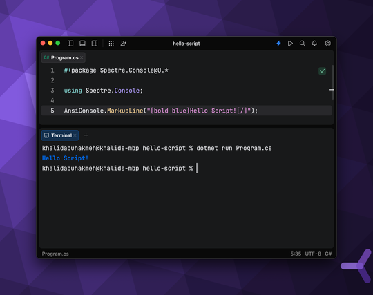 Running a dotnet script with .NET 10 preview 4.