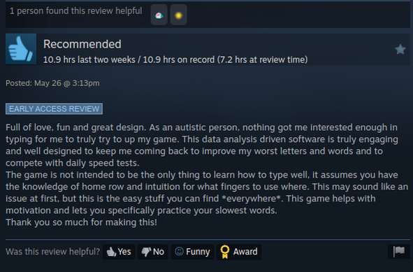 positive steam review screenshot