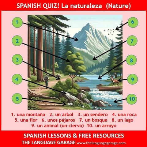 Spanish vocabulary quiz, image of a person hiking in nature