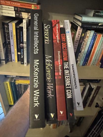 Verso books sale haul including books by Wark, Laclau, Doctorow and Routhier.