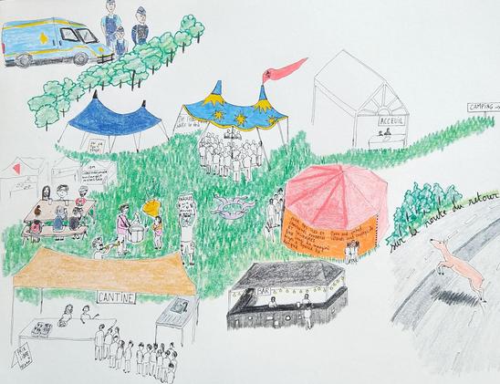 Des chapiteaux, une cantine vegan trop bonne, des bénévoles et plein de gens sympa, des concerts, une orga de fou, une danse du poulpe, une fanfare et un bar bien sûr... Un super weekend malgré beaucoup trop de flics sur les routes !