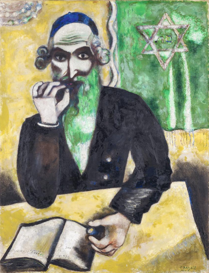 peinture La Prise (Rabbin) de Marc Chagall, qui sera traînée littéralement dans la boue par les nazis.
