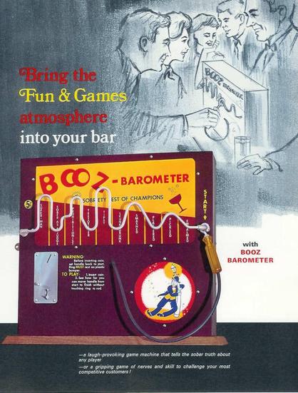 Front side of the flyer for the Booz-Barometer by North Western Corp.

https://www.pinrepair.com/arcade/boozbar.htm
