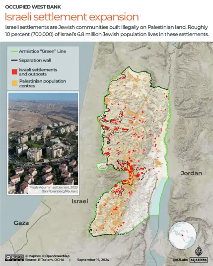 A map of illegal settlements, as of September 2024.