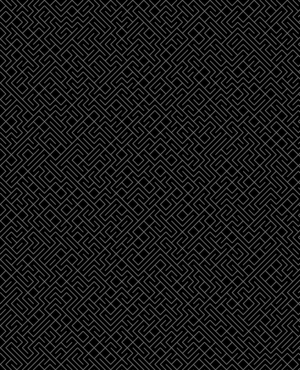 A colorful maze, generated using the 10print method. Picture generation details: screen height: 1140, screen width: 923, primary background color #000000, primary line color: #777777, square: 17, width: 2, radiusB: 0, radiusW: 2, effect: 13