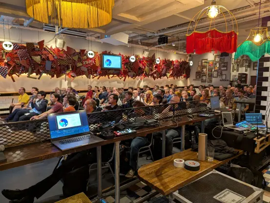 A photograph of the audience from the reClojure 2025 conference in London
