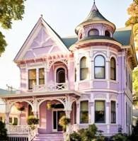 Lavender Victoria House with pink trim