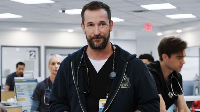 Noah Wiley as Dr. Robby as he stands in the ER of the Pitt. 