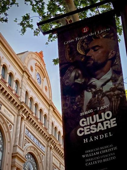 Giulio Cesare poster in front of the Liceu Opera House in Barcelona