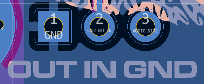 Partial PCB design outtake with silkscreen placement error that designates the pins with incorrect id's.