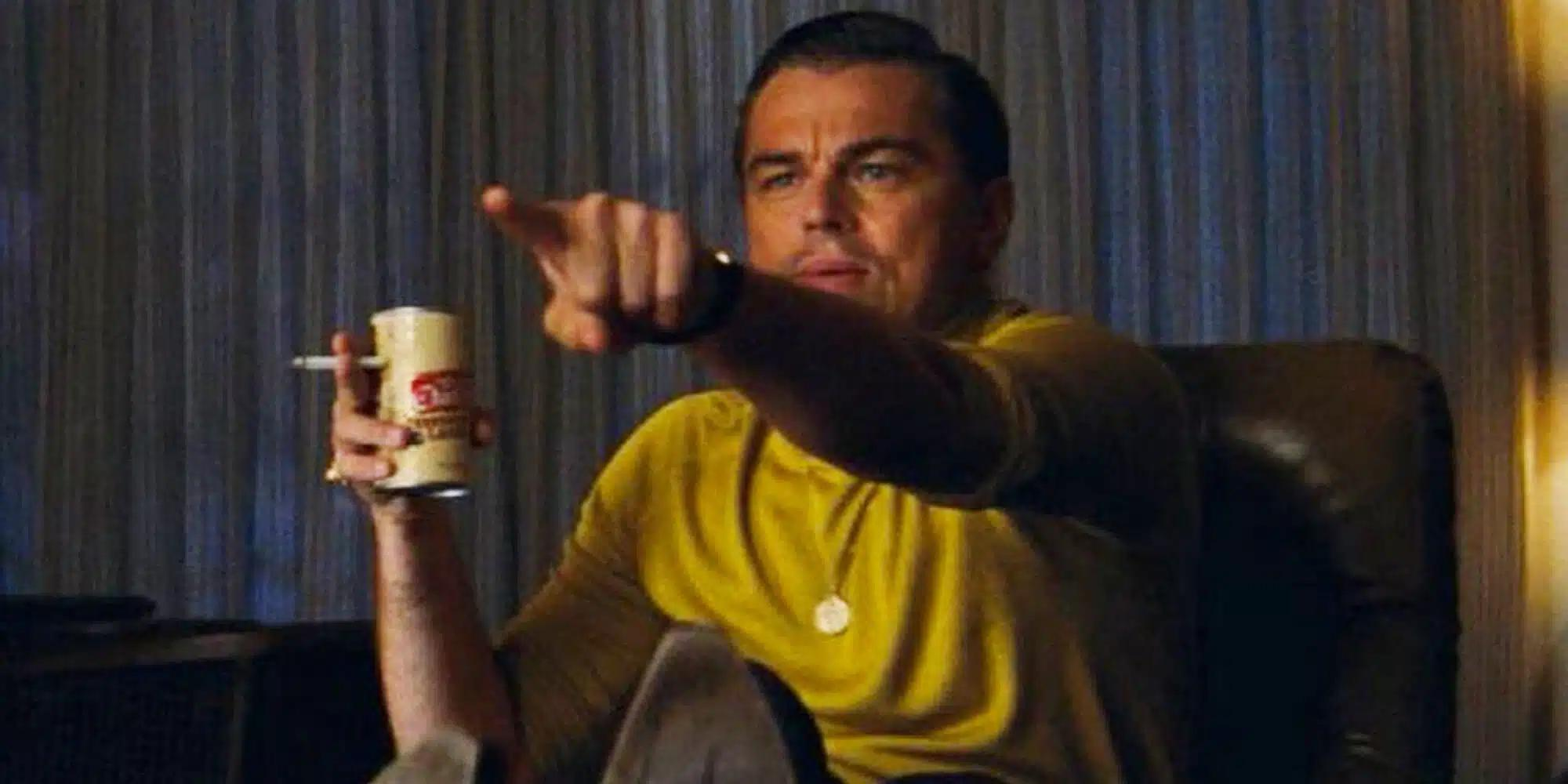 Leonardo pointing at screen meme