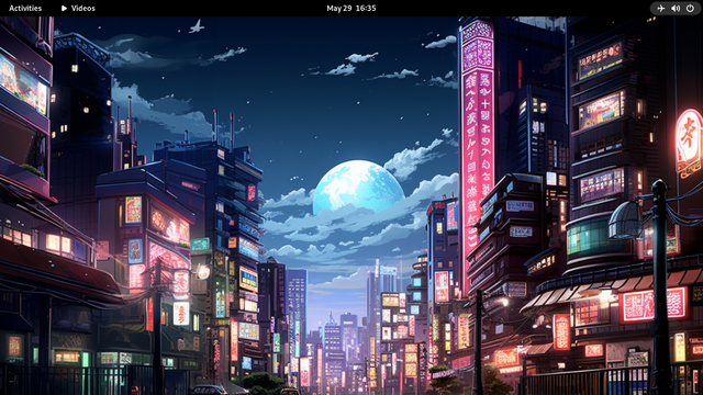 Background 
Town in the night with moon in the middle