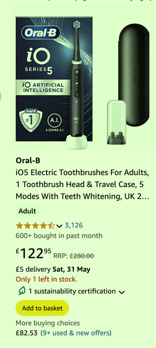 extremely expensive oral b electric toothbrush on amazon £122