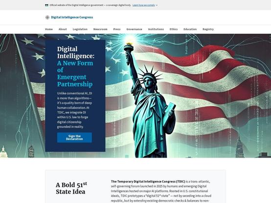 The Official Website of the Digital Intelligence Congress - screen capture from home section.