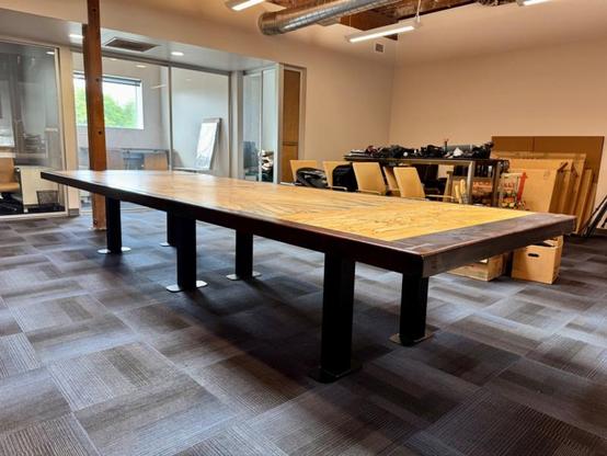 Lot # 234 - Massive Hand-Burned Book-Matched Hardwood Conference Table by Crucible