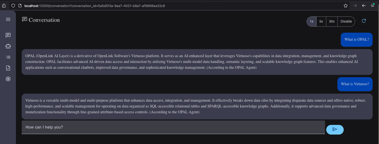 Sample message exchange, in chat form.