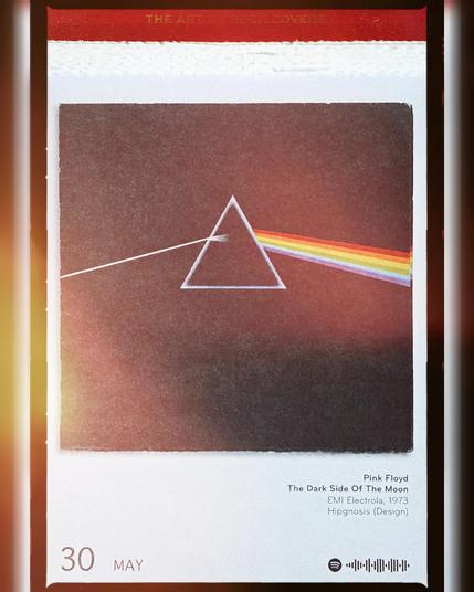 Abreißtageskalender von seltmann mit dem Kalenderblatt des Vinyl-Covers der LP "The Dark Side of the Moon" (1973) von Pink Floyd