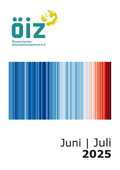 Das Titlebild des ÖIZ-Monatsheftes Juni-Juli mit den Warming Stripes.