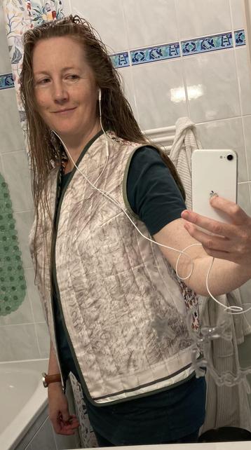 Silk waistcoat with map fabric