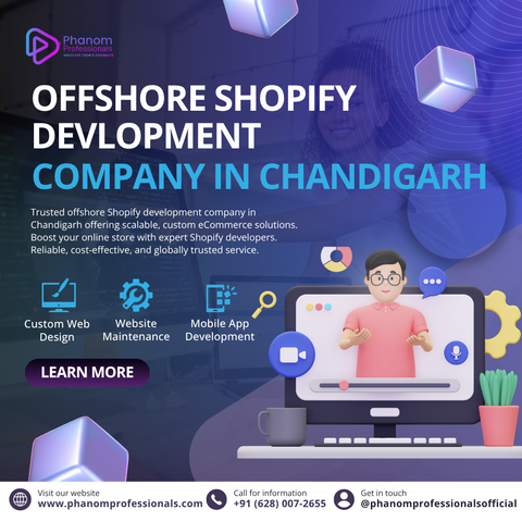Offshore Shopify development company in Chandigarh offering custom Shopify web design, eCommerce development, app integration, and SEO services. Hire top Shopify developers and experts near you for scalable, marketing-driven Shopify store design and solutions.