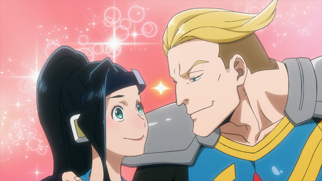 Makoto and Captain Celebrity from the anime series My Hero Academia: Vigilantes Episode 8.