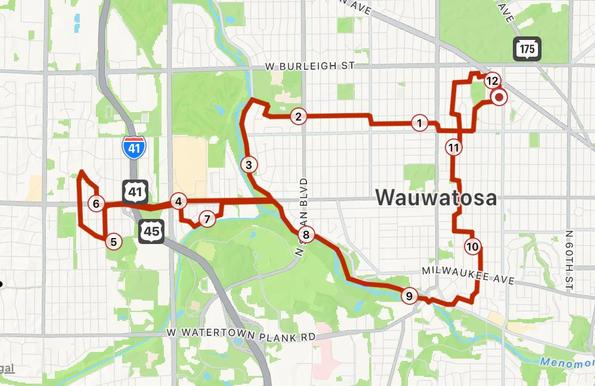 Map of a bike ride.